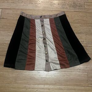 Striped Button-Front A-Line Skirt